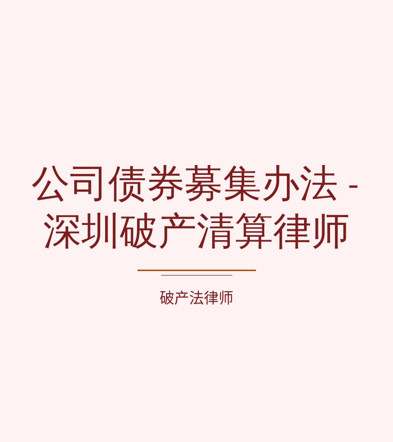公司债券募集办法 - 深圳破产清算律师